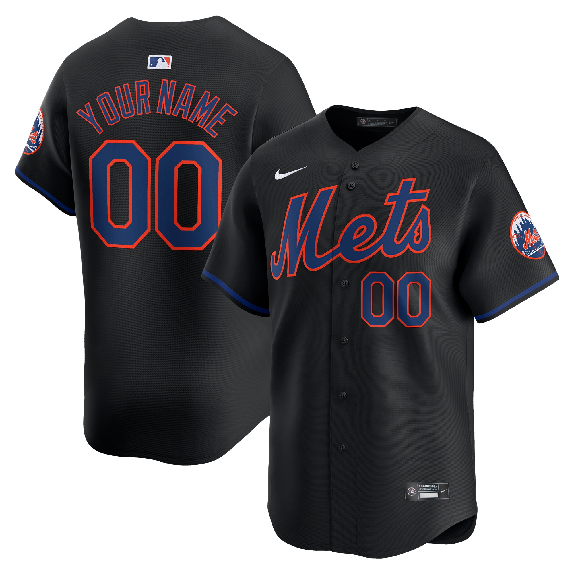 New York Mets Alternate Limited Custom Jersey  Black