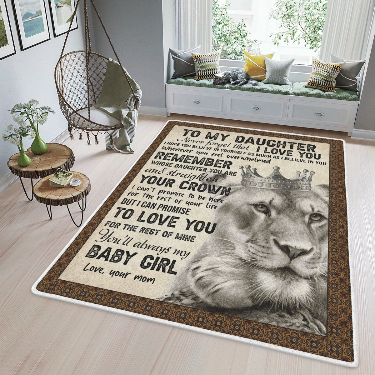 Wooni To My Daughter, I Love You – Lion Area Rug, Rectangle Rug Wn070322131