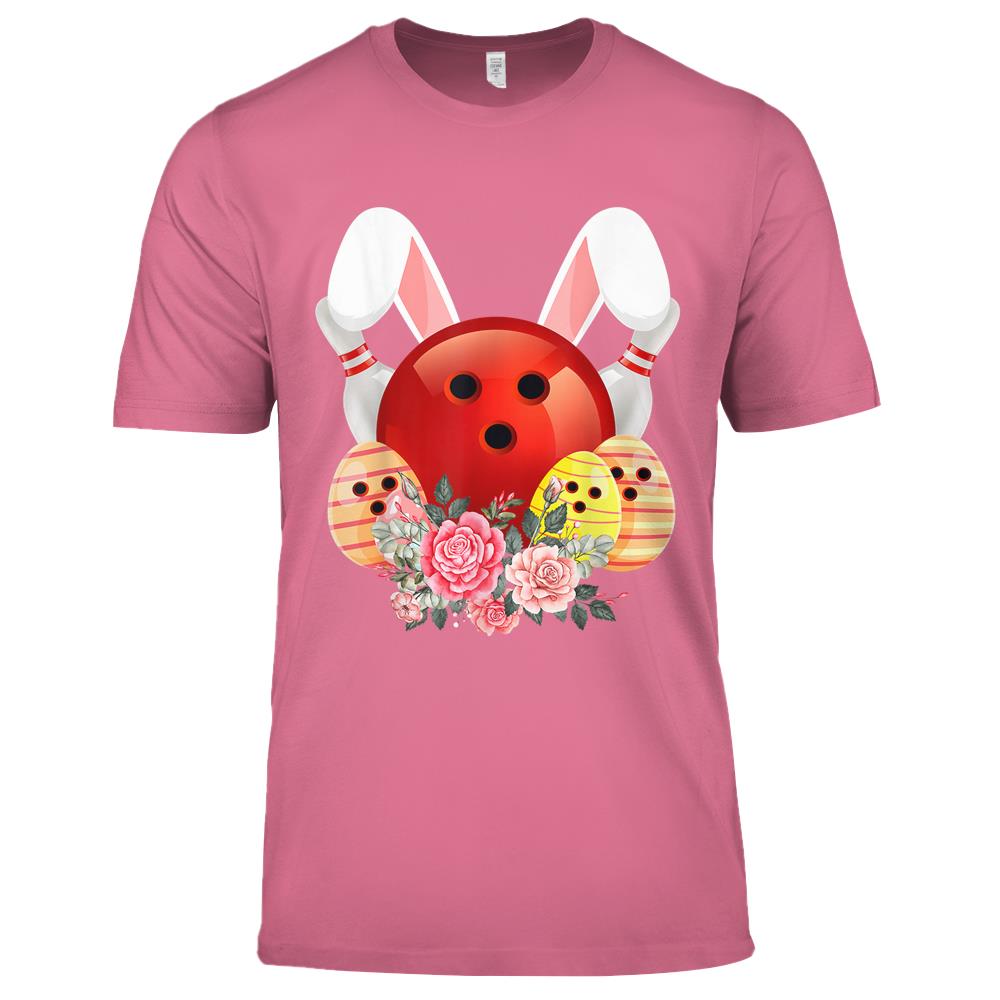 Bowling Easter Bunny Egg 2021 Rabbit Flowers Pascha Bowler Premium T Shirts