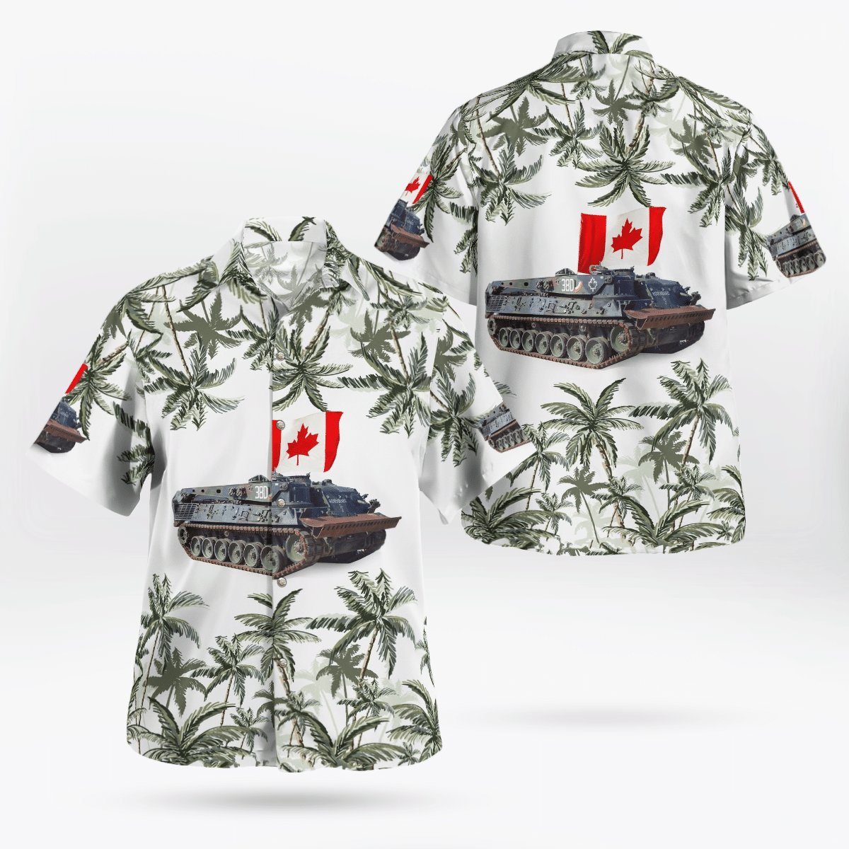 Nlsi2605Bg04 Canadian Army, Leopard Taurus Armored Recovery Vehicle (Arv), Canada Day Hawaiian Shirt