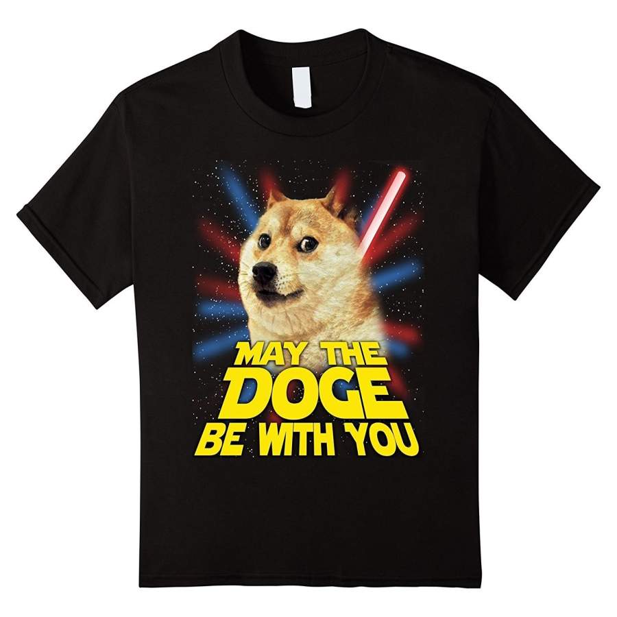 Print T Shirt Hot Gildan Zomer O-Neck Short-Sleeve Mens May The DOGE Be With You T Shirt Shiba Inu Lovers