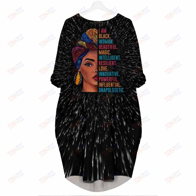 Temotee African Dress 37 – I Am Black Woman Beautiful Magic Intelligent 3D Dress Afro Girl Shirt African American Woman Gift Idea TMT3726