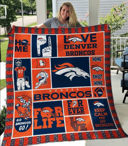 Denver Broncos Quilt Blanket Bh92