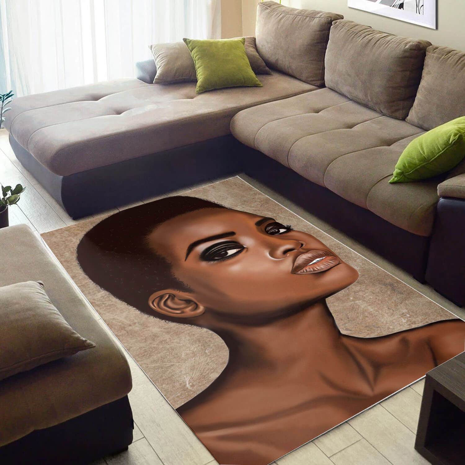 African American Area Rugs Beautiful Black Afro Lady African Design Floor Rug Afrocentric Room Decor WBG22774