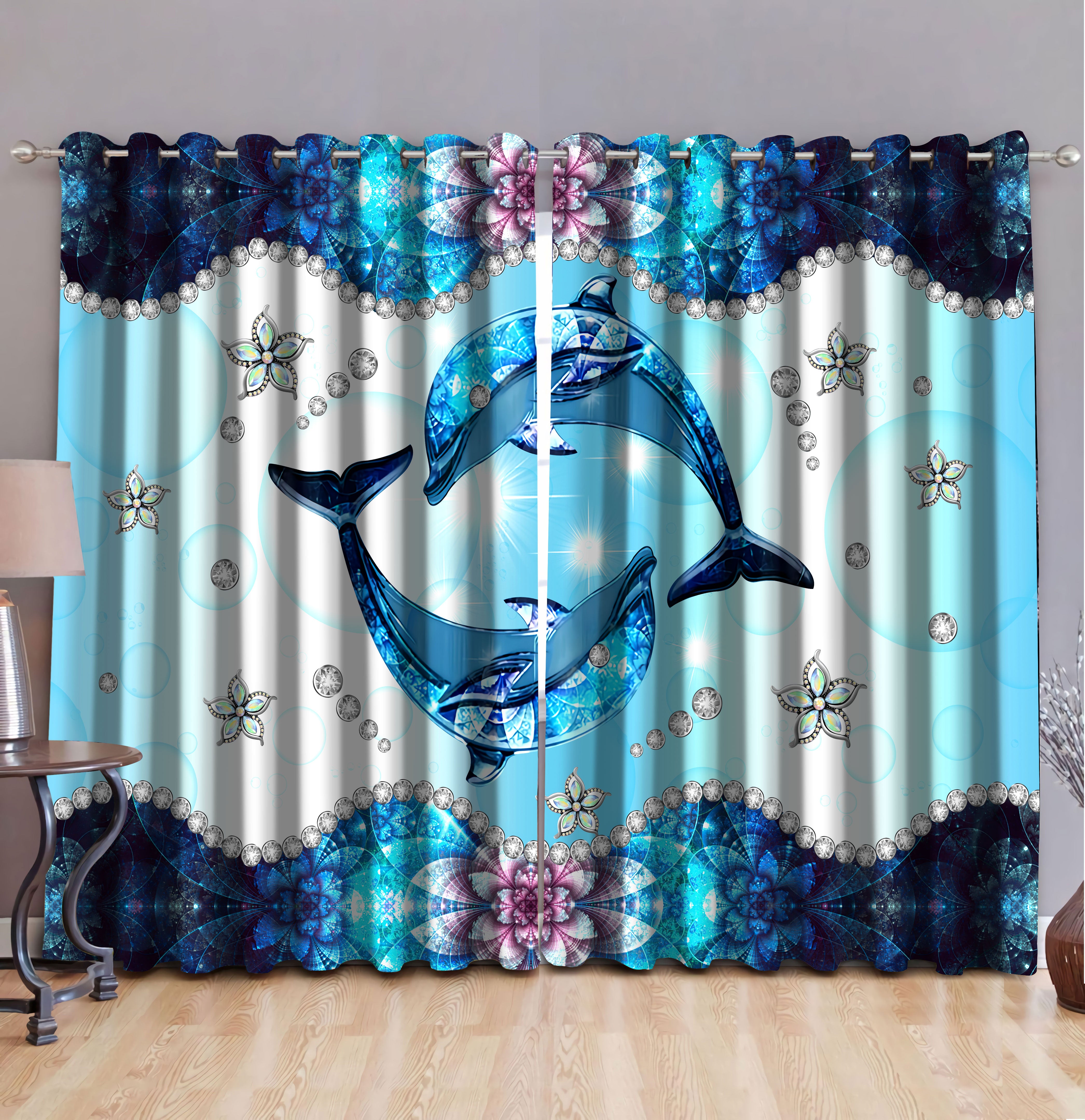 Dolphin 3D All Over Printed Curtain Hht26012201