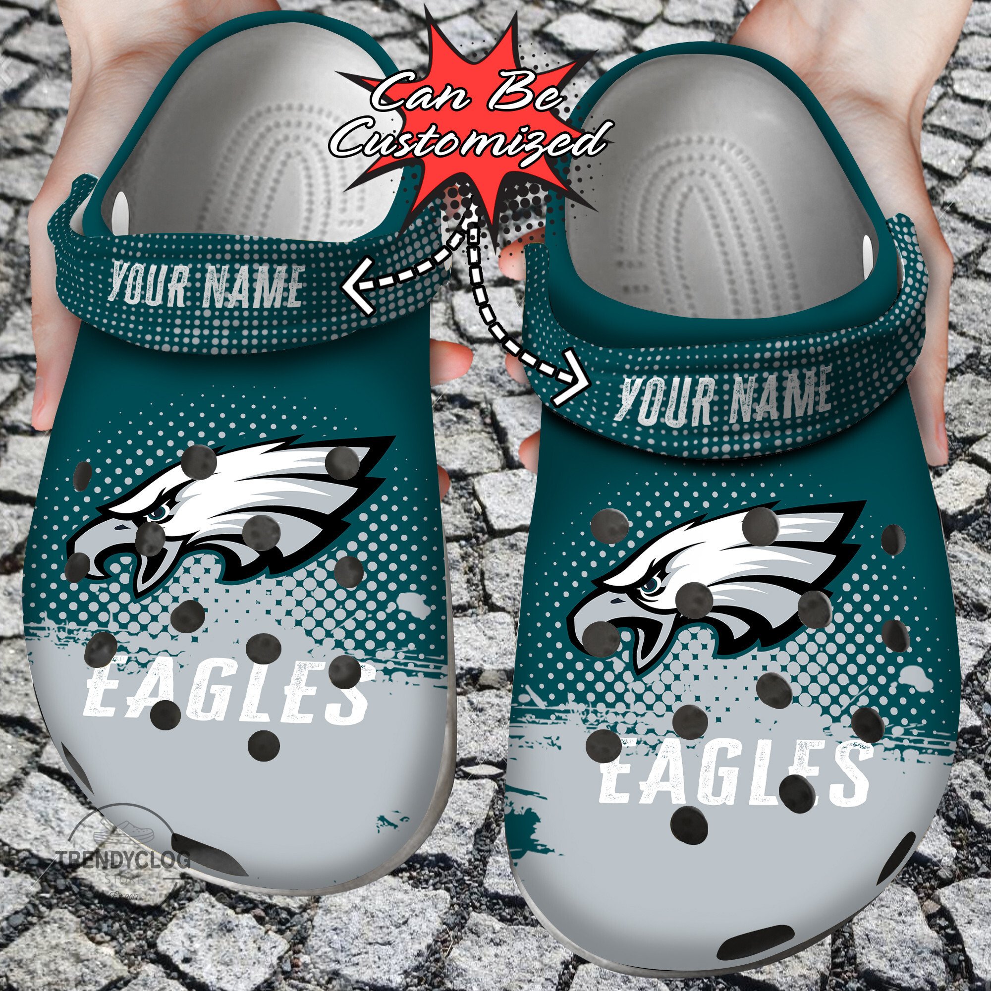 Football Crocs Personalized Pealges Half Tone Drip Flannel Clog Shoes