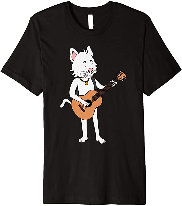 Cat Play Guitar Kitten Music Love Cat Owner Adorable Gift Premium T-Shirt