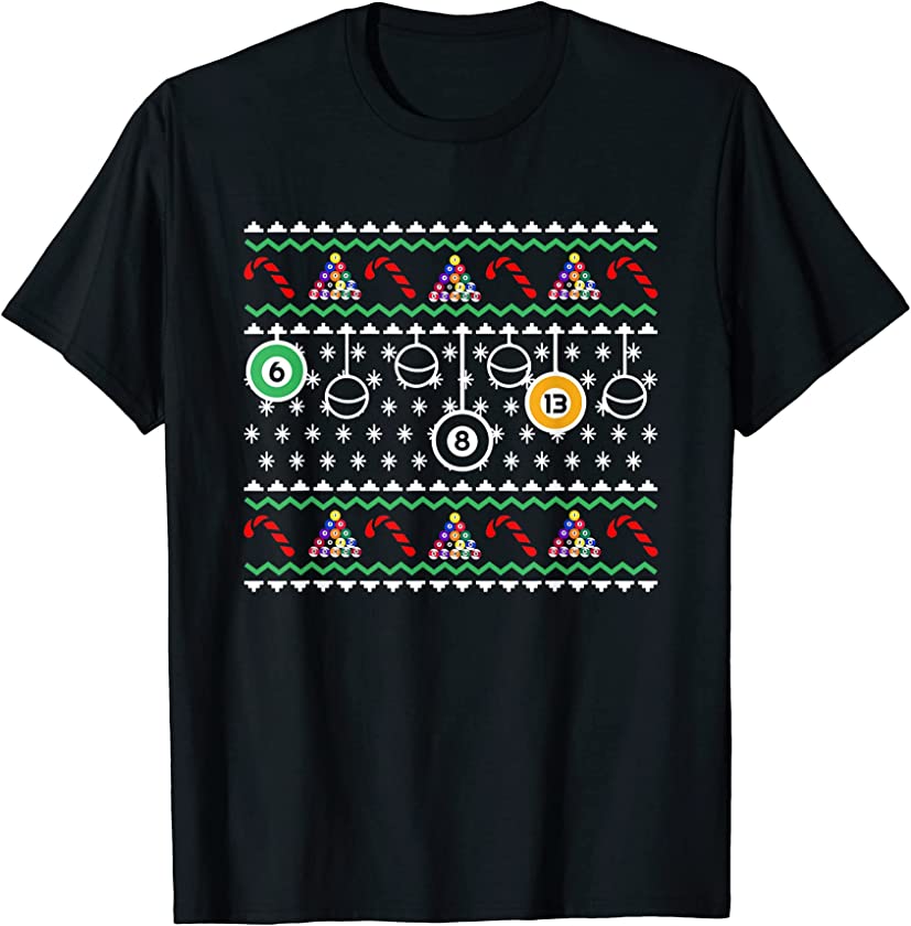 Ugly Christmas Billiards Pool X-Mas Santa Claus New Year T-Shirt