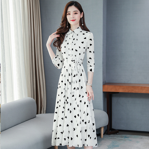 Spring Summer New White Chiffon Vacation Beach Maxi Dress Women Bodycon Party Evening Vestidos 2022 Vintage Print Shirt Sundress alx