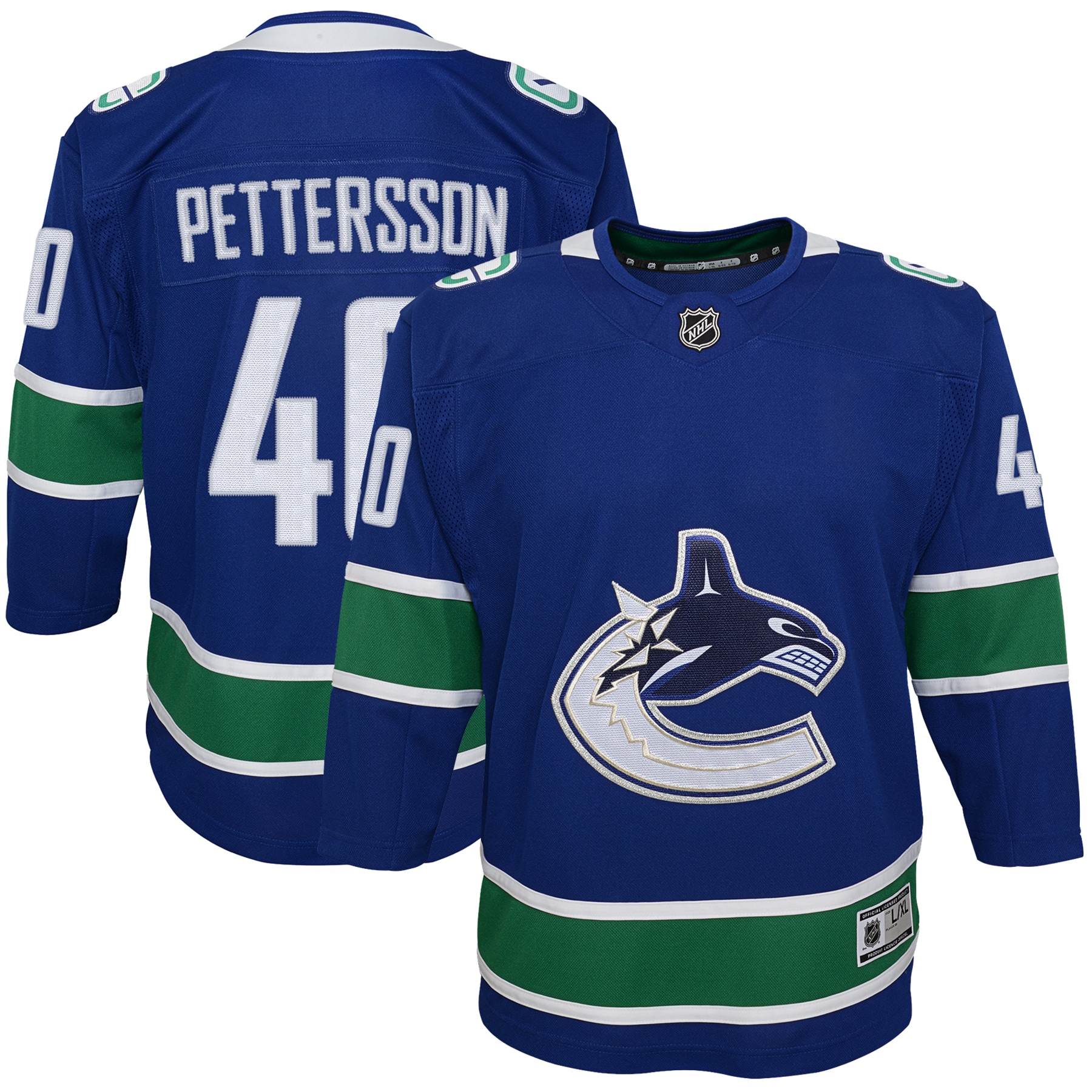 Elias Pettersson Vancouver Canucks Youth 2019/20 Home Premier Player Jersey – Royal