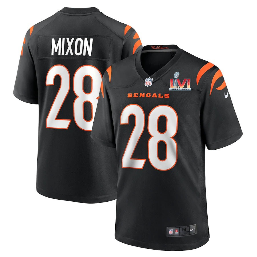 Cincinnati Bengals Joe Mixon 28 2022 NFL Superbowl Lvi Match Black Jersey Gift For Bengals Fans