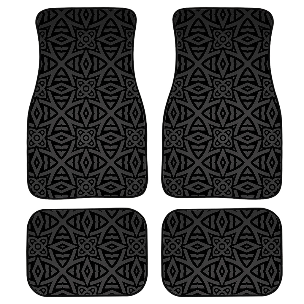 Black Celtic Symbol Pattern Print Front And Back Car Floor Mats, Front Car Mat