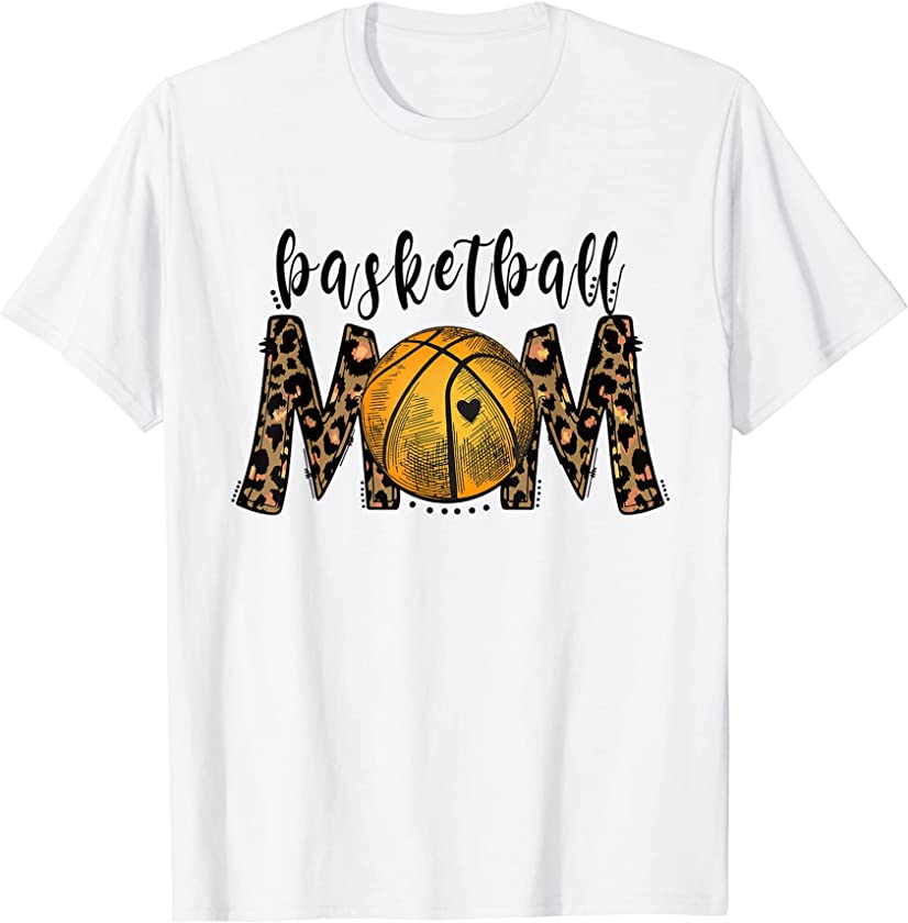 Basketball Mom Cute Novelty Distressed leopard T-Shirt