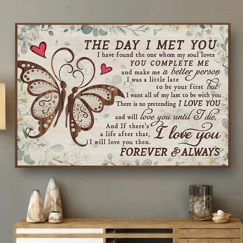 Butterfly Couple I Love You Horizontal Poster & Canvas Home Decor Wall Art Visual Art