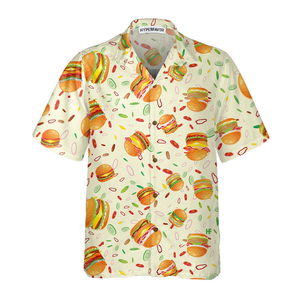 Vibrant American Hamburger Hawaiian Shirt, Funny 
Burger Shirt For Men & Women