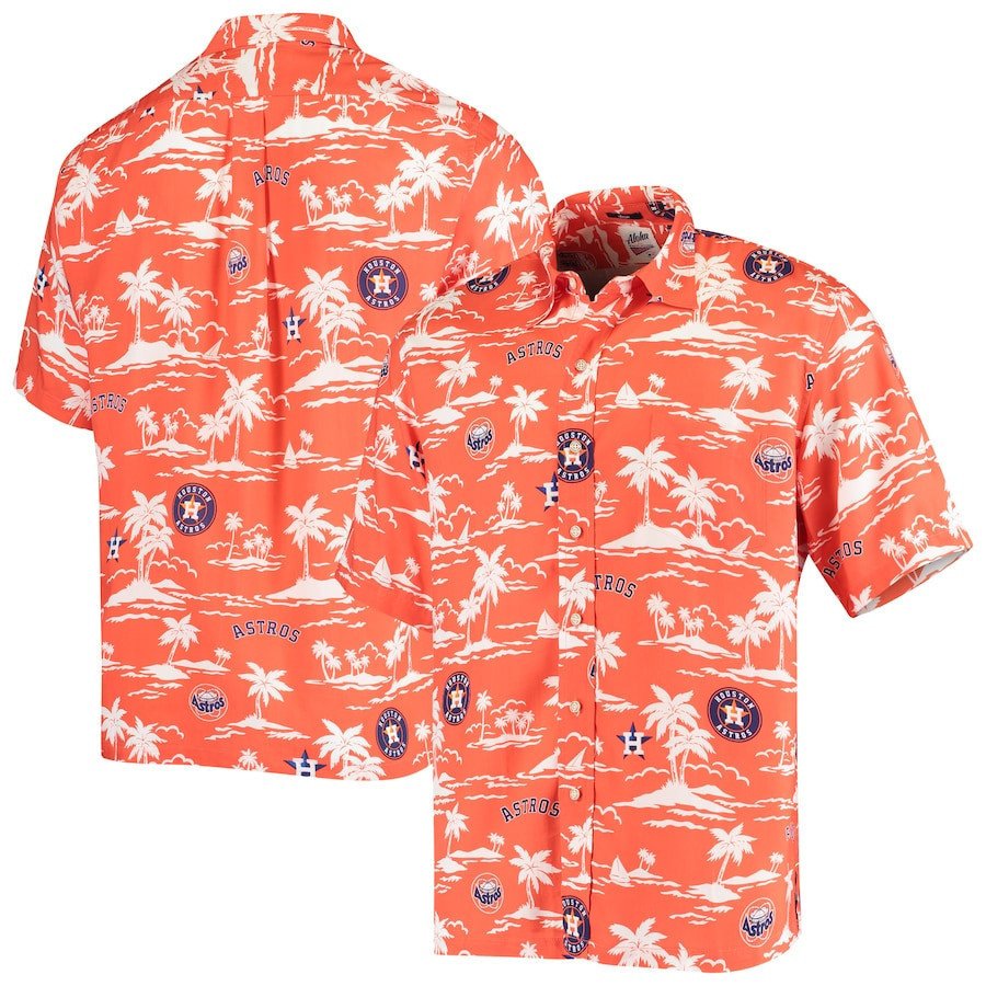 Houston Astros Vintage Short Sleeve Button-Up Hawaiian Shirt – Orange