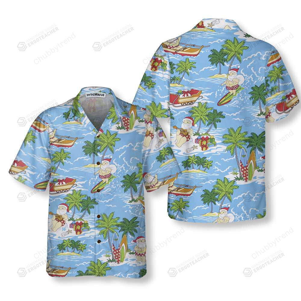 Santa Sailing Tropical Christmas Hawaii Shirt Ha18716