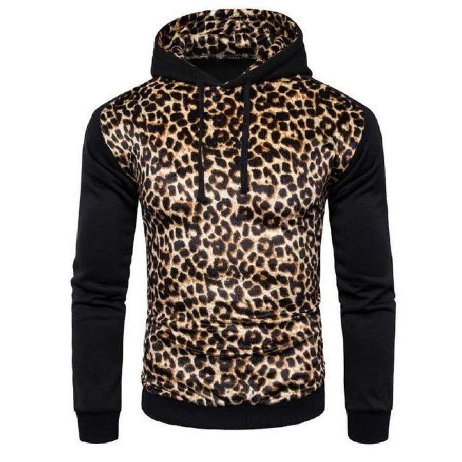 New Autumn Winter Fashion Men Golden Leopard Color Fight Hoodies Hip Hop Pullover Sweatshirts