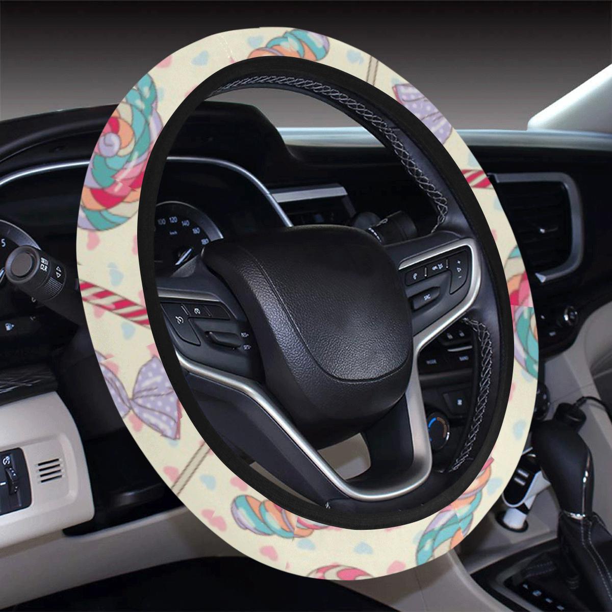 Candy Pattern Print Design Ca04 Steering Wheel Cover With Elastic Edge