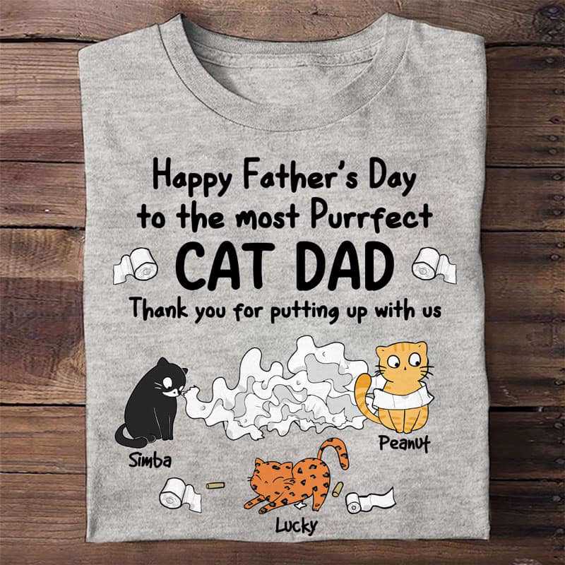 Happy Father‘s Day Toilet Paper Cats Personalized Shirt Trending Fashion Design By PeckShirt 2024