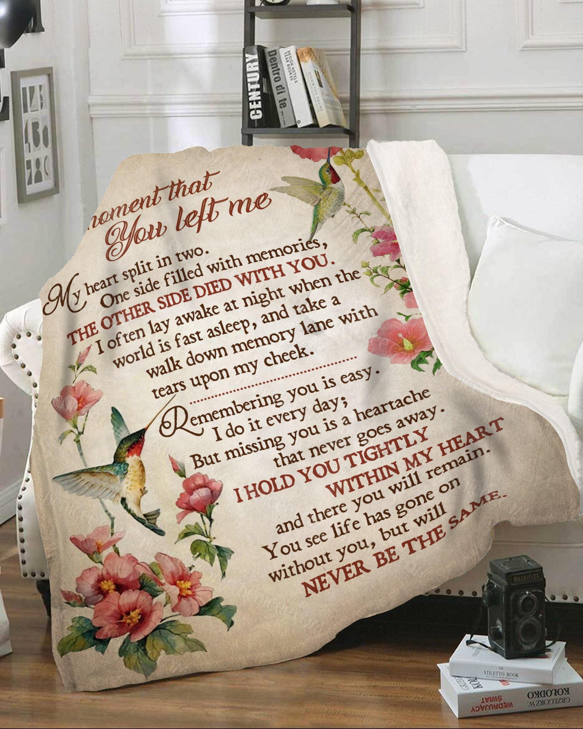 Memorial Fleece Blanket The Moment That You Left Me Hummingbirds Version
