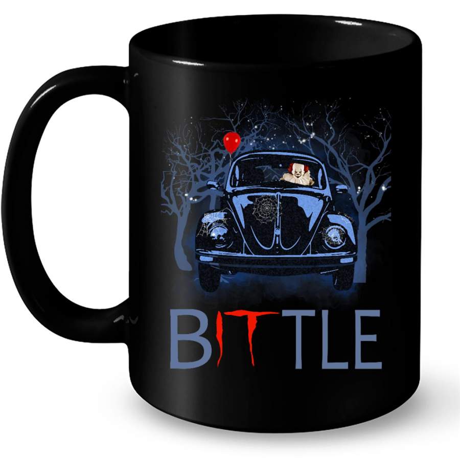 BITtle Horror Clown Halloween Night Bug Vintage Car B – Full-Wrap Coffee Black Mug