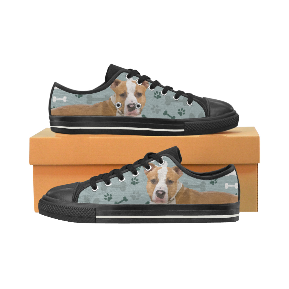 American Staffordshire Terrier Black Low Top Canvas Shoes for Kid