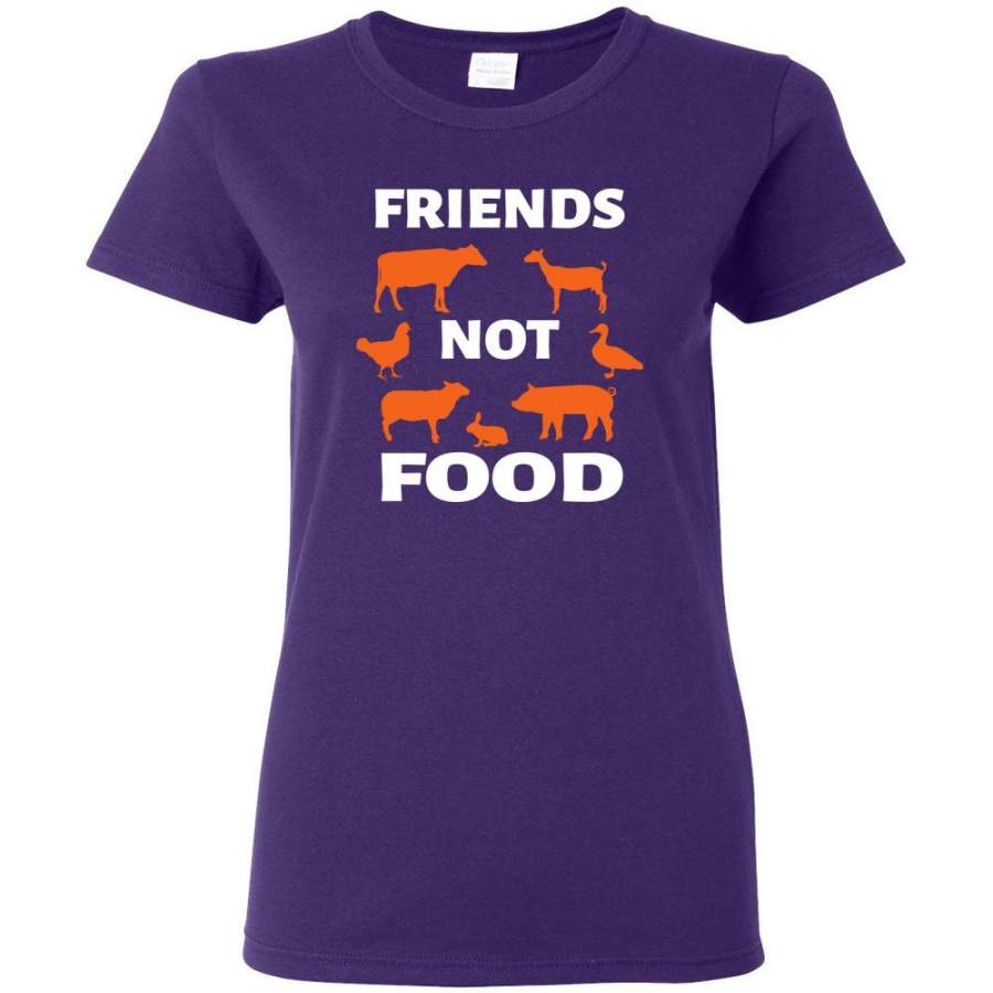 Vegan Vegetarian Shirt Animal is Friends Not Food Women Tee