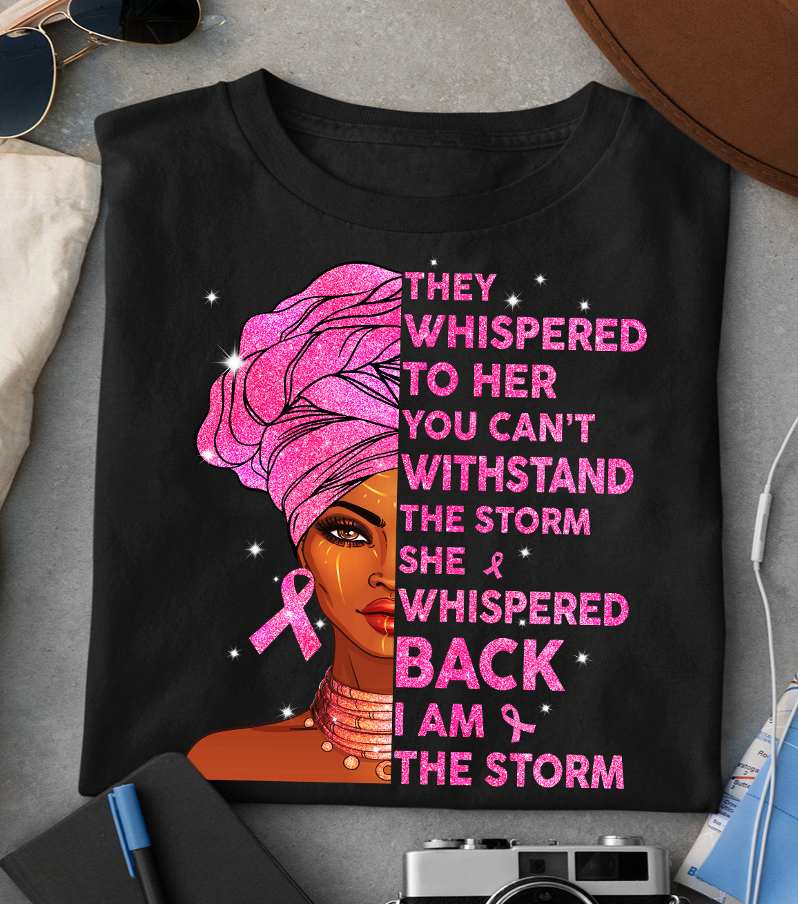 Breast Cancer Awareness I Am The Storm Black Woman T-Shirt #Dh