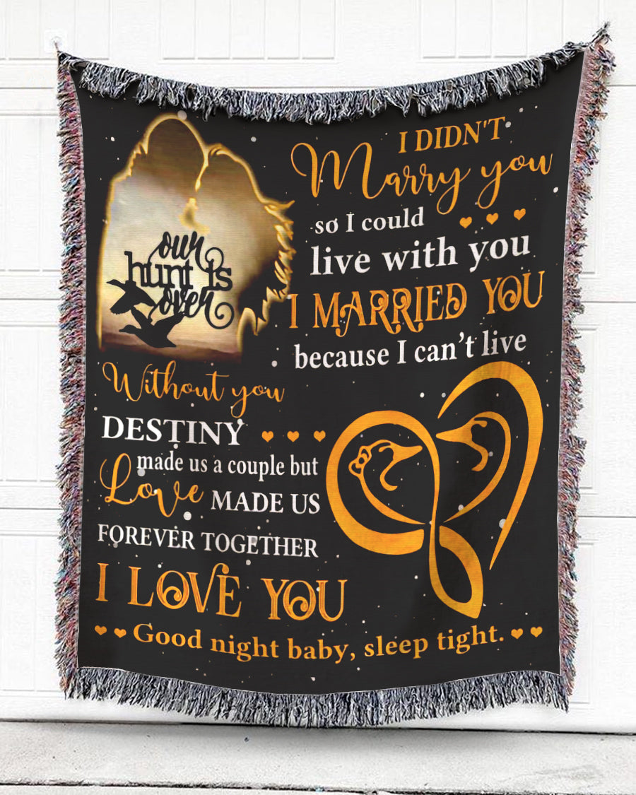 Woven Throw For Husband And Wife Wedding Anniversary Gift, Our Hunt Is Over, Cotton Blanket