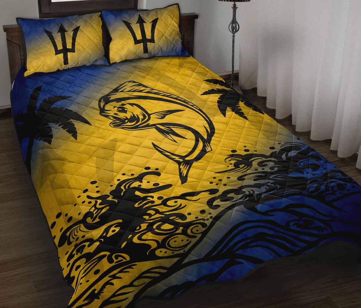 Barbados Dolphin Fish Quilt Bed Set K5