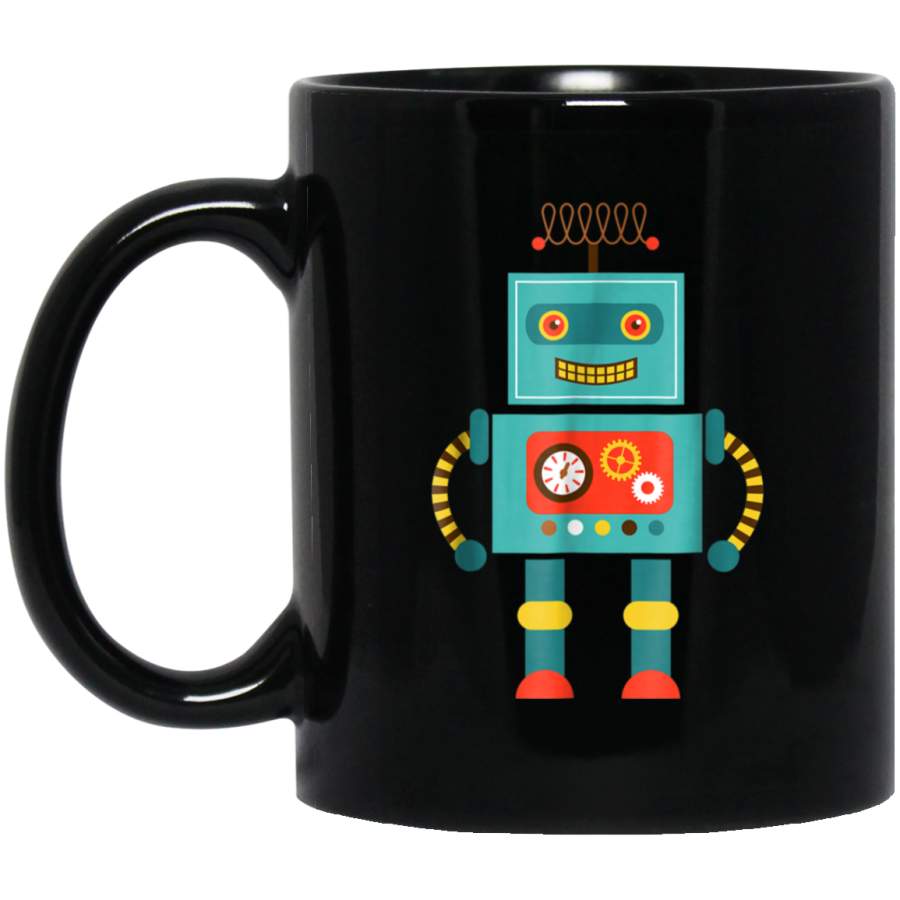 Cute Vintage & Retro Robot Art Black Mug