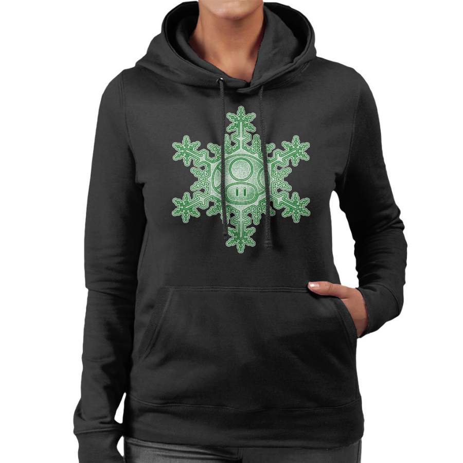 Shroom Mushroom Christmas Snowflake Super Mario Women’s Hooded Sweatshirt