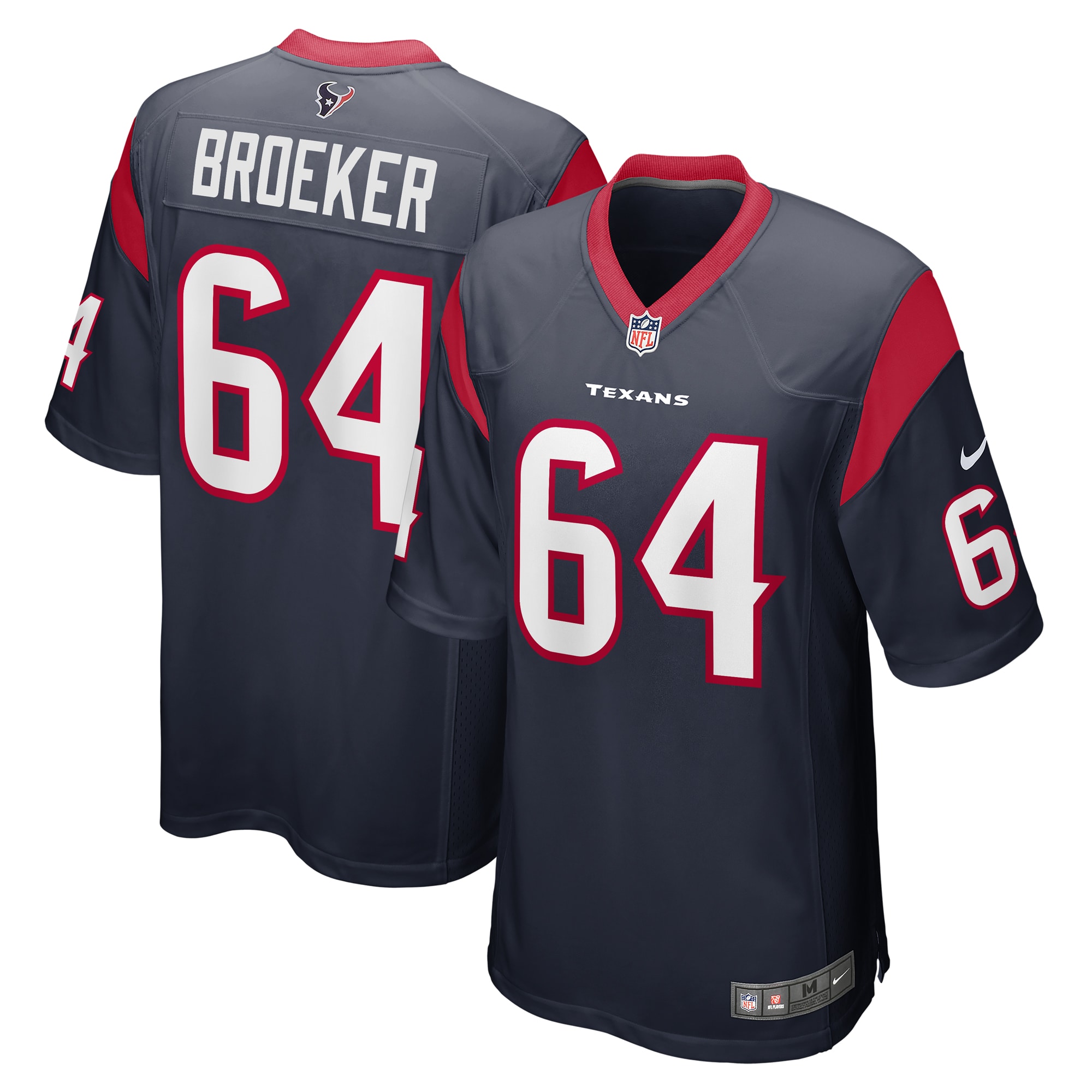 Men’s Houston Texans Nick Broeker  Navy Team Game Jersey 2