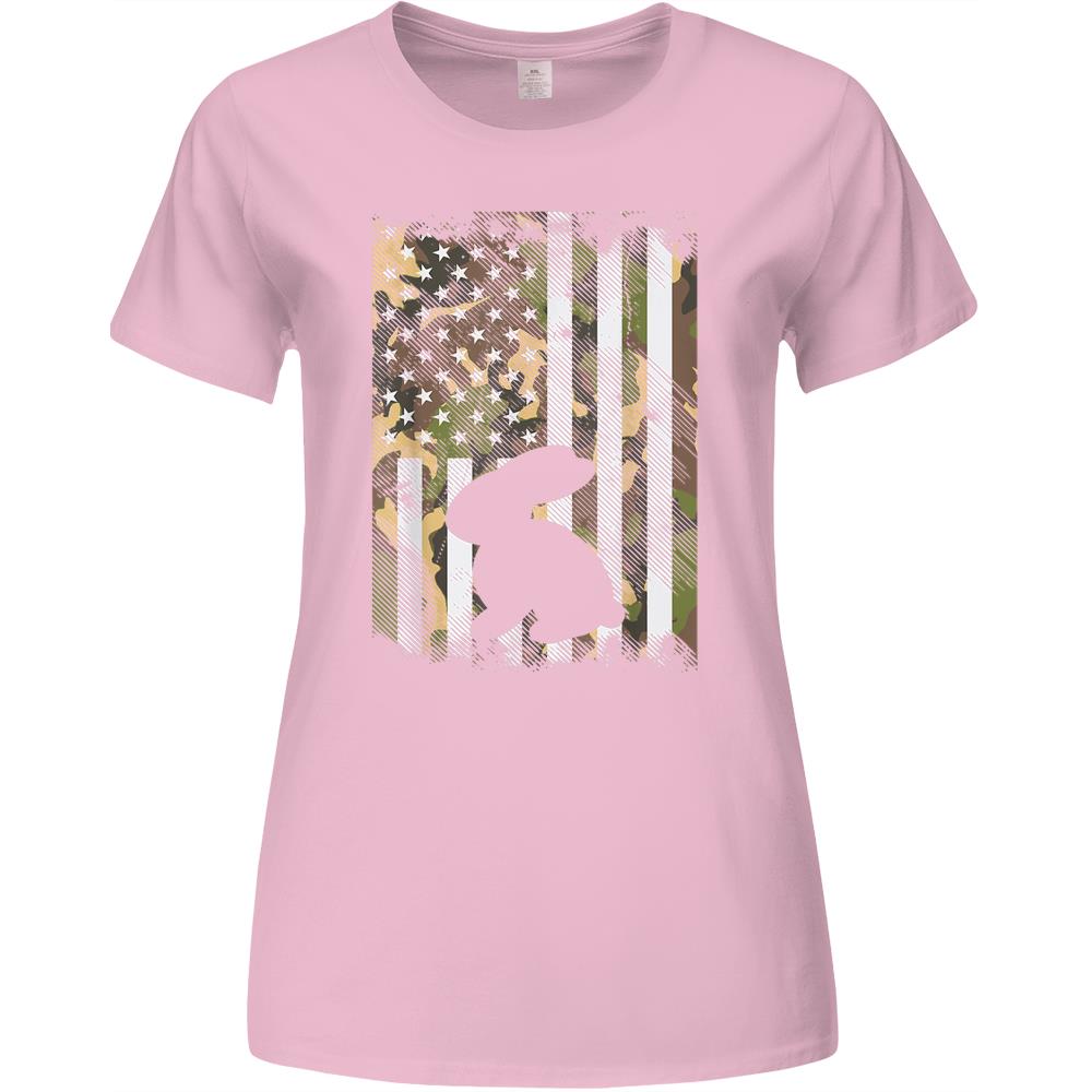 Camo American Flag Easter Bunny Rabbit Vintage Patriotic Premium Womens Tshirts