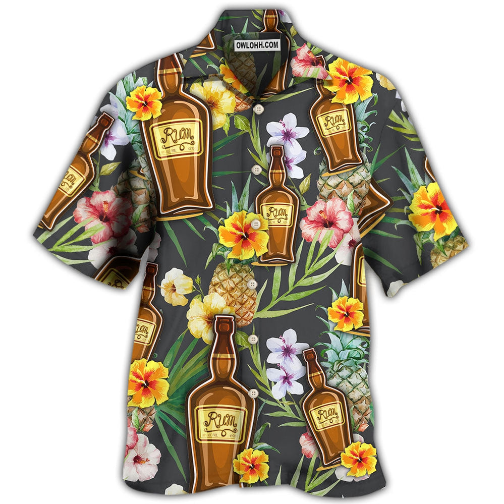 Wine Rum Drinking Tropical Art – Hawaiian Shirt  – Owl Ohh