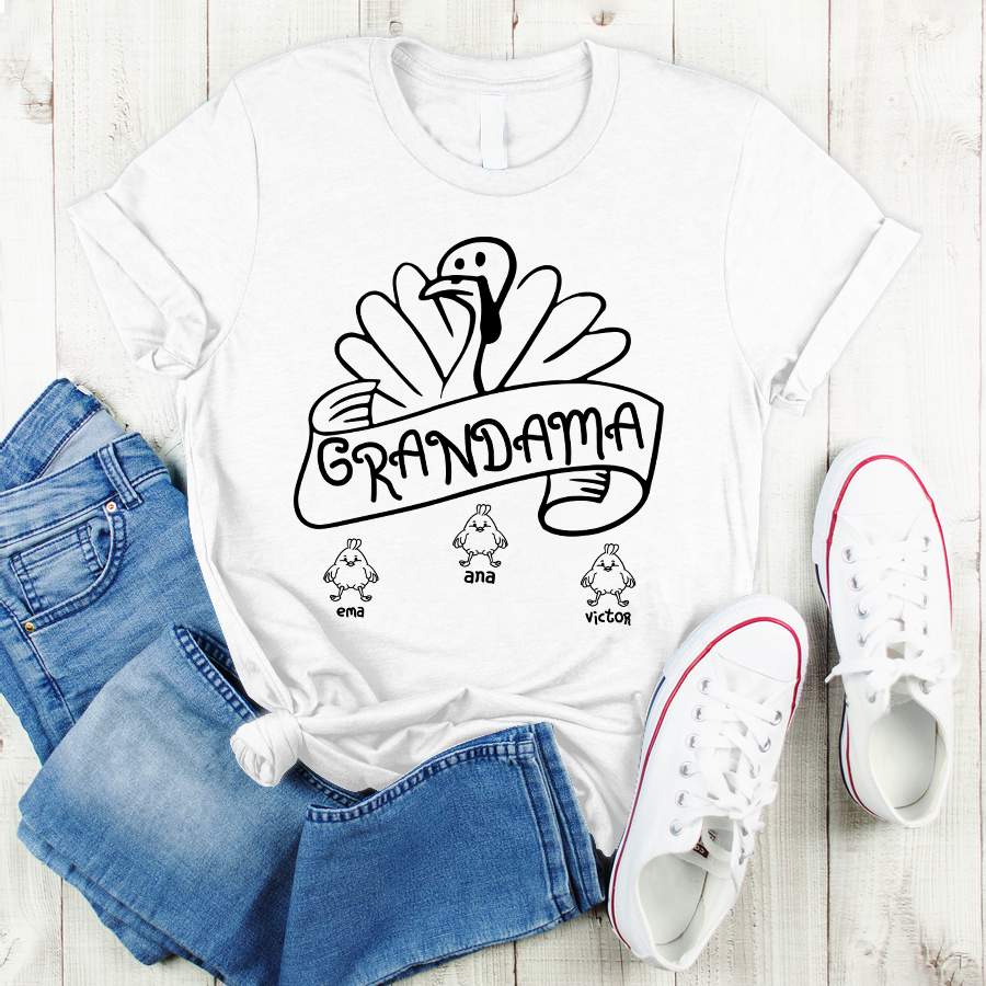 Personalized Grandma Chicken Kids Names Shirt