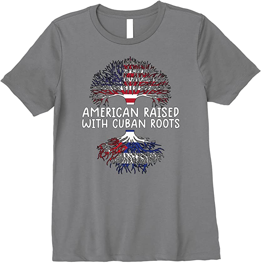 Womens american raised with cuban roots shirt cuba flag tee women Premium T-Shirt