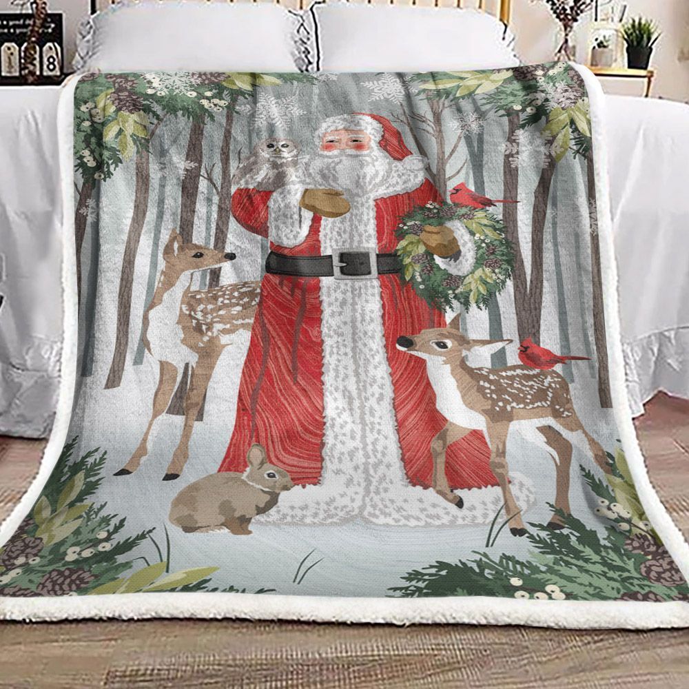 Santa Claus Animals Sherpa Fleece Blanket I KPBYEK