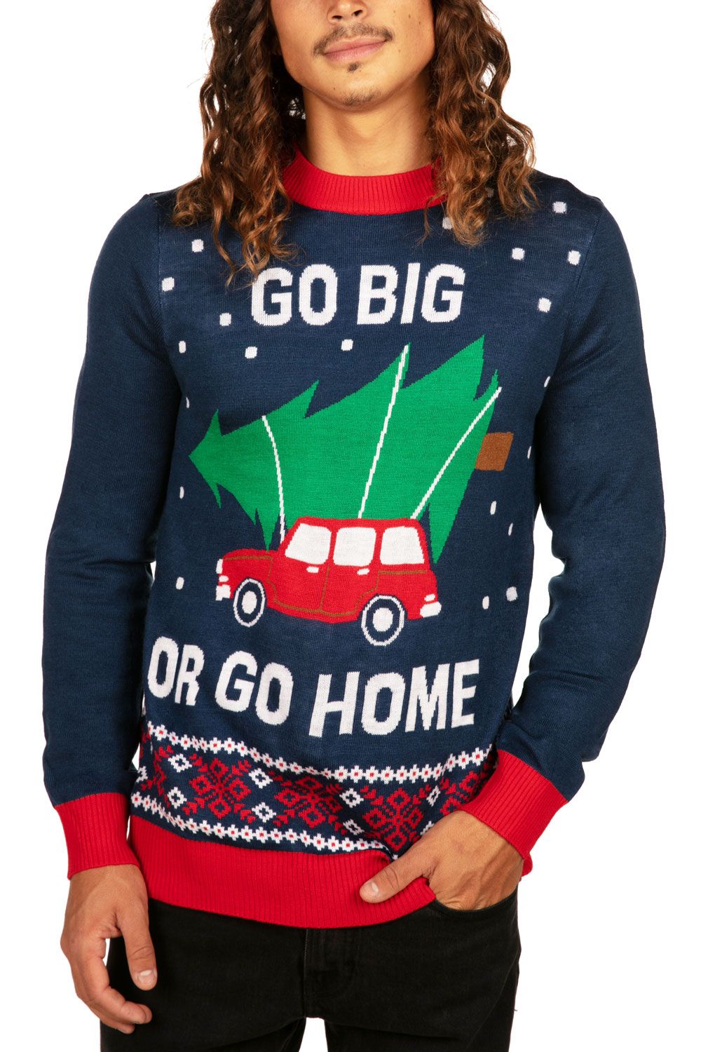 Tipsy Elves Men’S Go Big Or Go Home Ugly Christmas Sweater