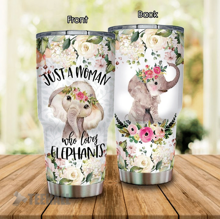 Buy Just A Woman Who Love Elephants Stainless Steel Tumbler