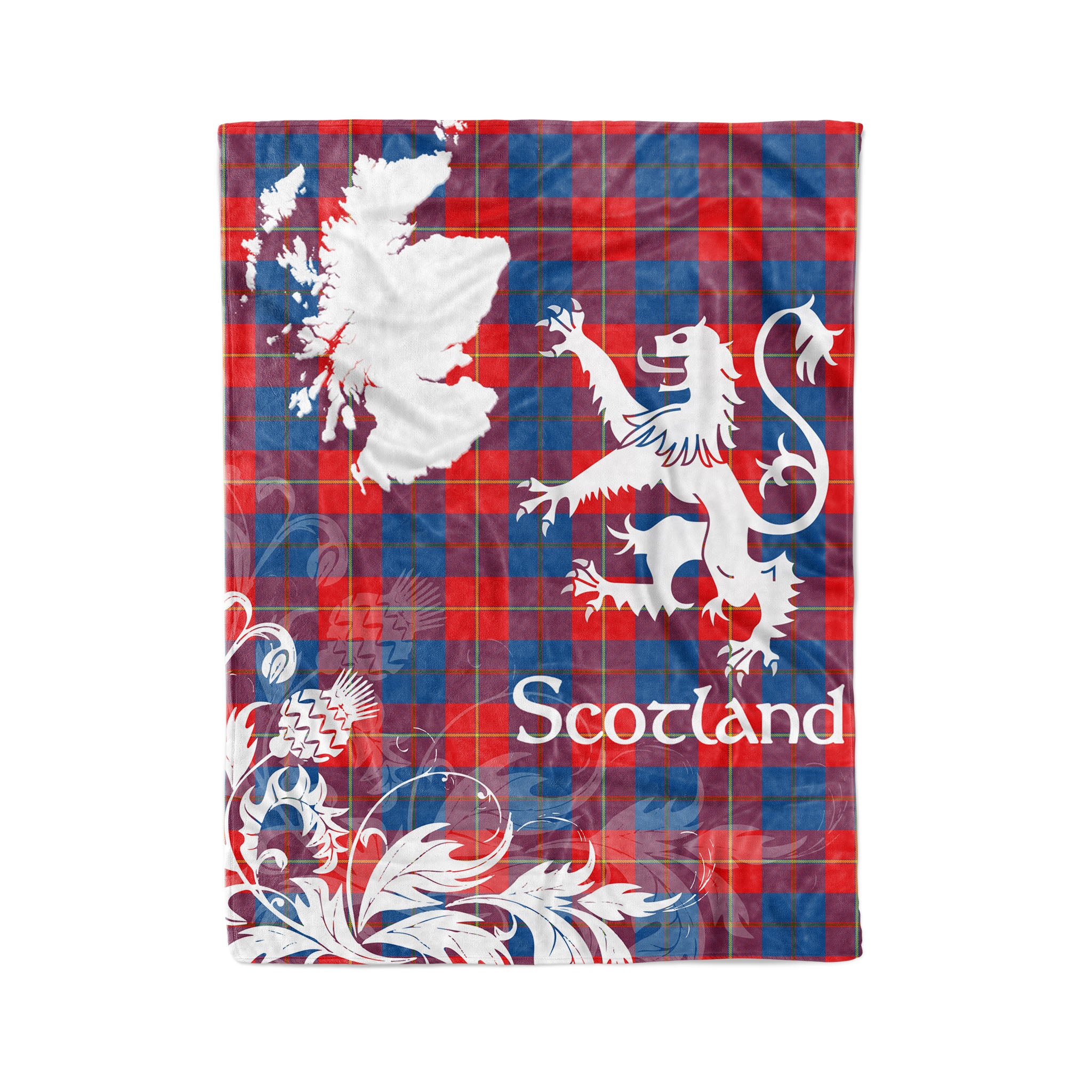 Tartan Plaid Fleece Blanket Tartan Blanket Thistle And Lion Scottish Clan Mckerrell Red Plaid Blanket