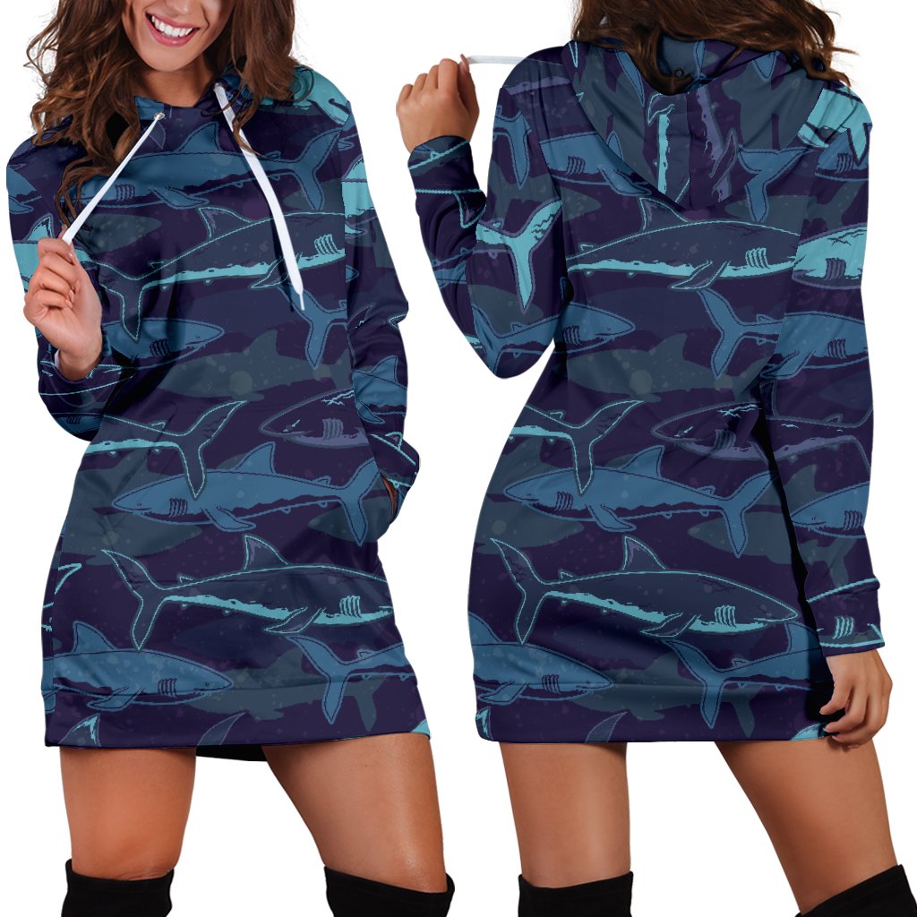 Shark Pattern Women’S Hoodie Dress