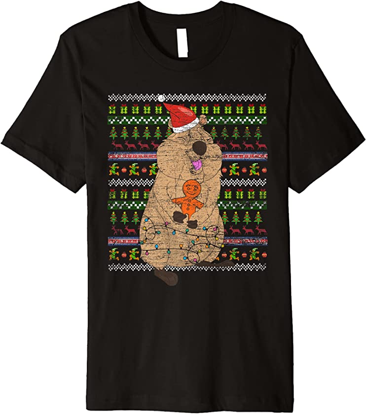 Ugly Christmas Aussie Animal Merry Xmas Australia Quokka Premium T-Shirt