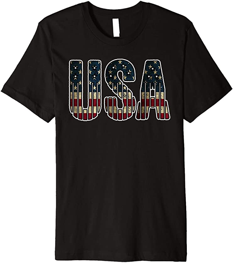 Vintage Summer Casual Fourth Flag Graphic Independence Day Premium T-Shirt