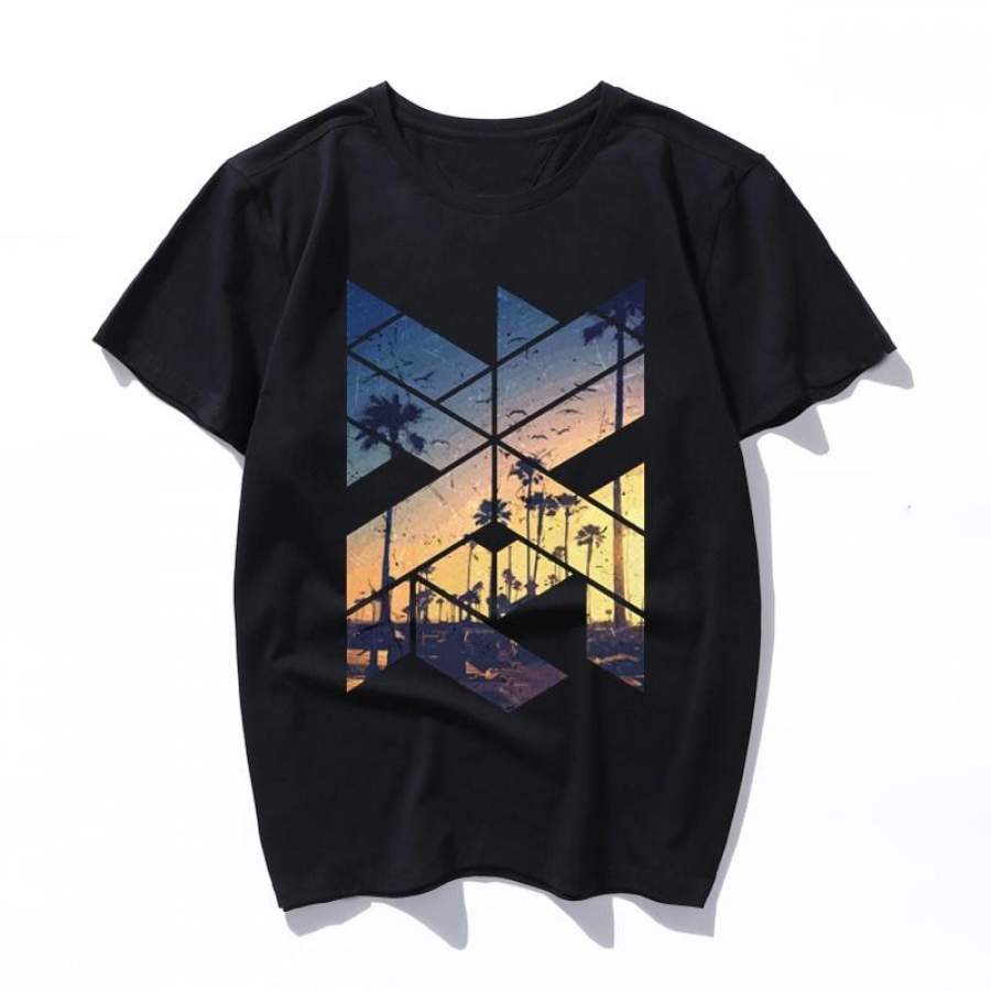 vintage palm beach geometric 2019 new T Shirt Men Women Casual Cotton Short Sleeve Lover T-Shirt Tops