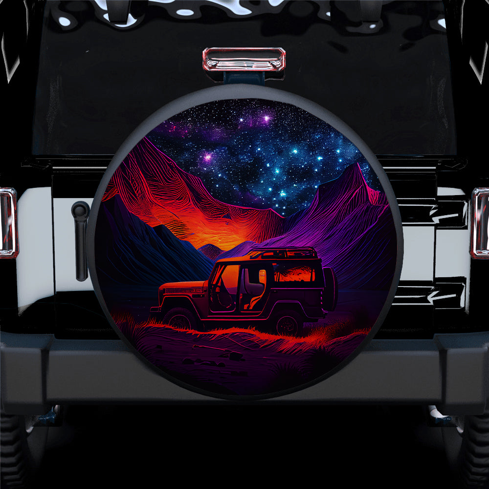 Purple Red Blue Orange Night Sky Full Of Star 1 Jeep Car Spare Tire Covers Gift For Campers