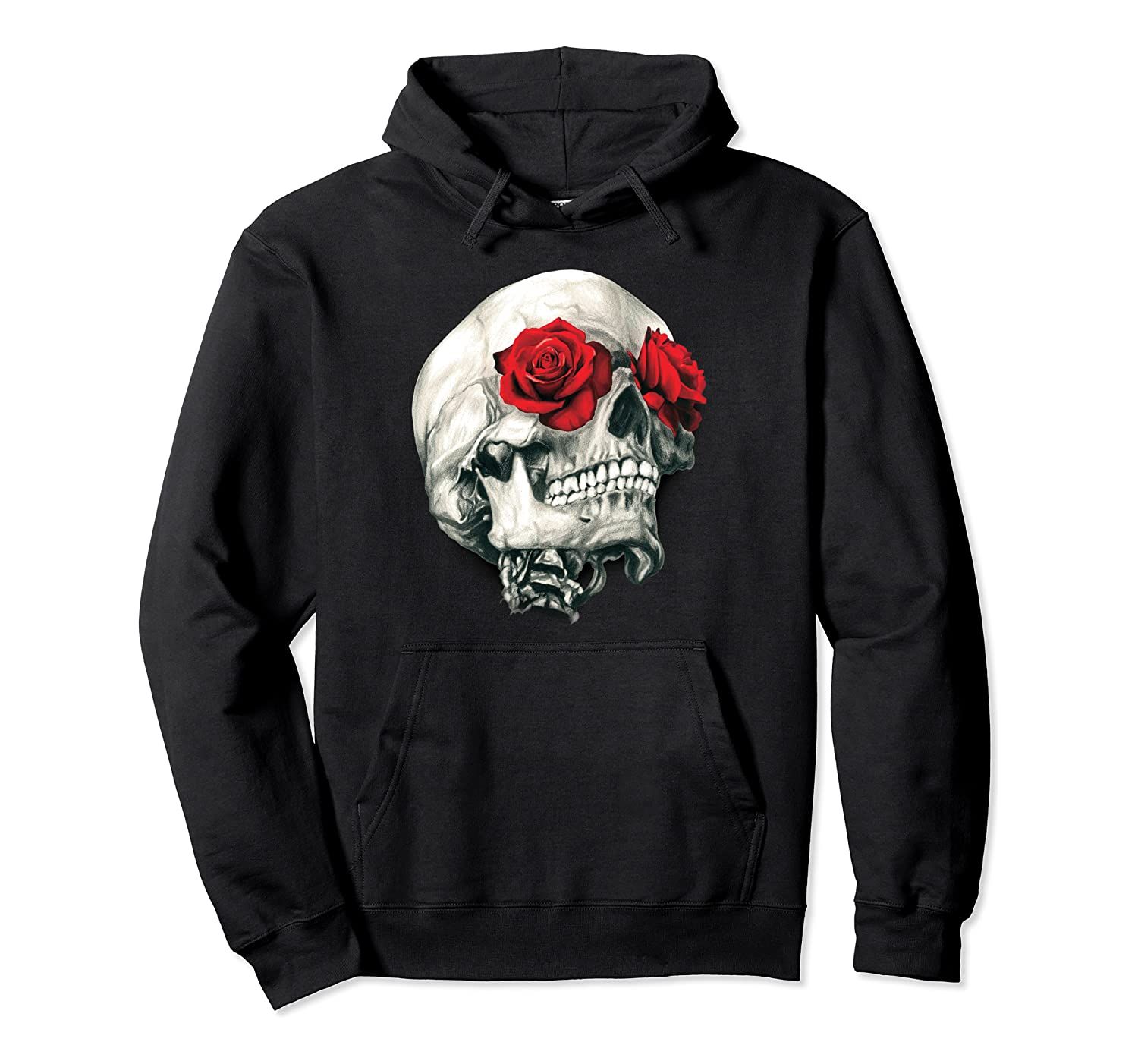 Skull Roses Hoodie Rock Music Skulls Flowers Rockers Gift Pullover Hoodie, T-Shirt, Sweatshirt, Tank Top, Racerback, Dolman