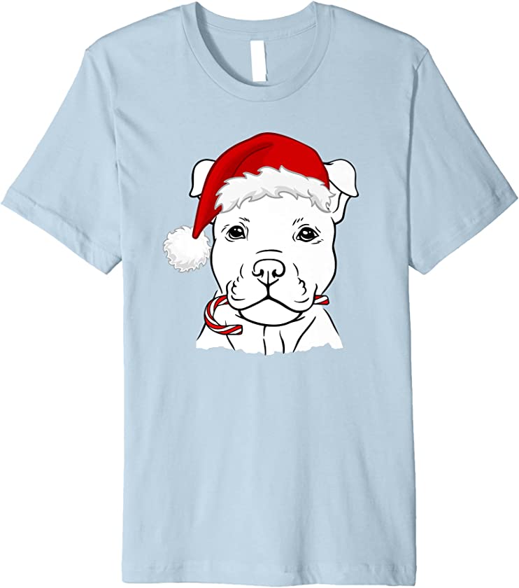 Christmas Puppy with Santa Hat and Candy Cane – Dog Lovers Premium T-Shirt