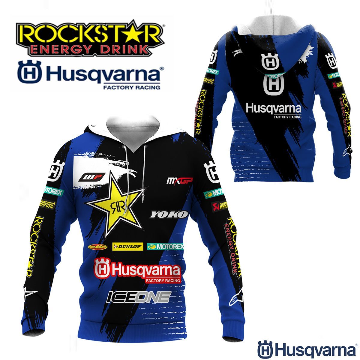 3D All Over Printed Husqvarna Factory Racing NTH-HT Shirts Ver 3 (Dark Blue)